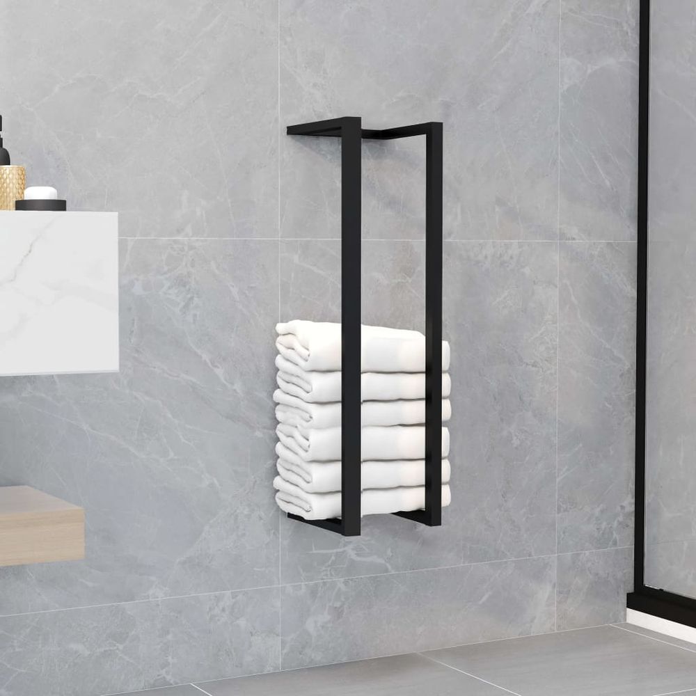 Wall Towel Rack Black & White Iron