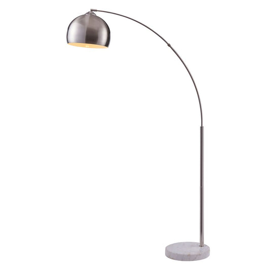 Standard Arc Curved Floor Lamp, Modern Lighting, Silver Nickel