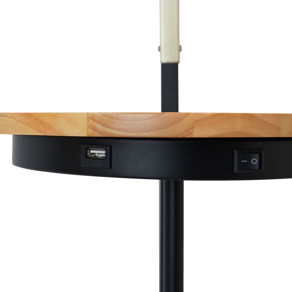Versanora  Arc Floor Lamp with USB Port, Black / Gold, Metal, VN-L00071B-UK