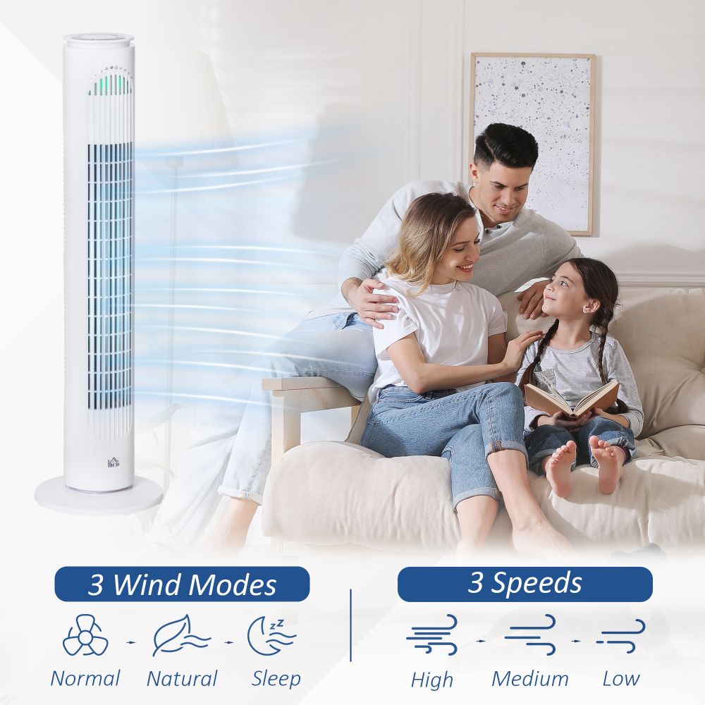 30'' Tower Fan with 3 Speed 3 Mode 10h Timer 70 Oscillation Remote Controller
