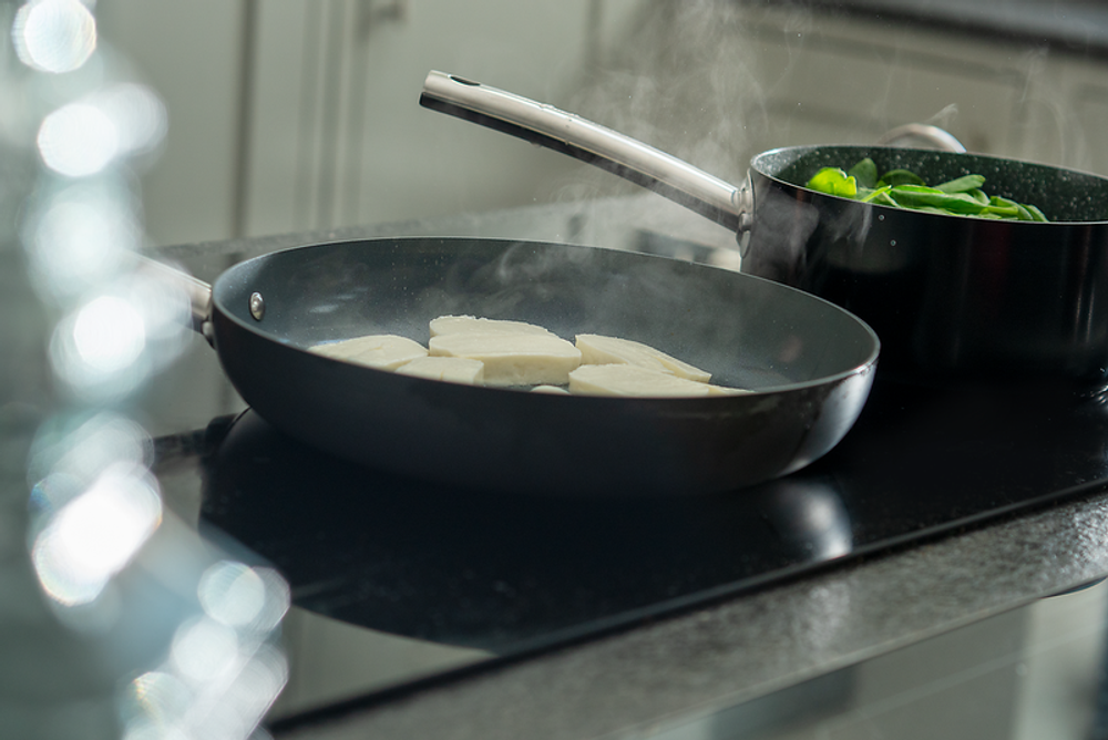 Durastone 5Pc Saucepans & Frying Pans Cookware Set Ceramic Non-Stick Coating Glass Lids