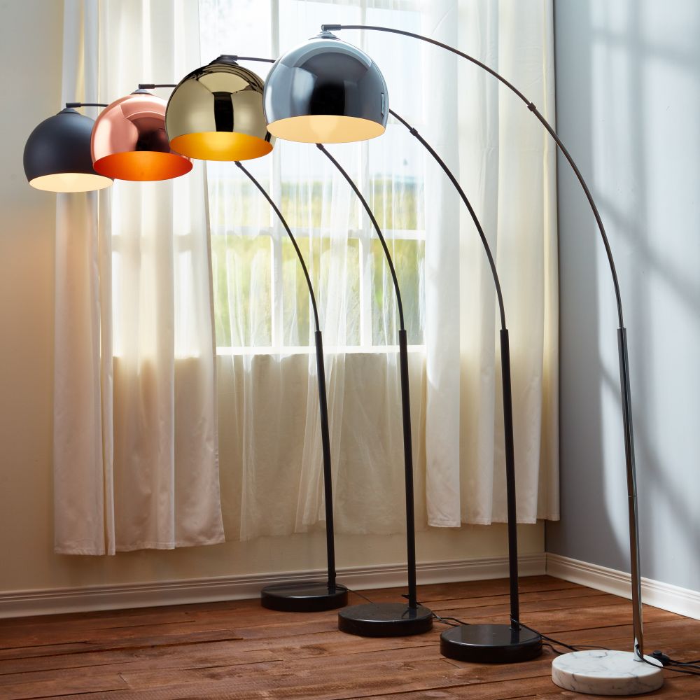 Arquer LED Standard Arc Curved Floor Lamp, Modern Lighting, Gold