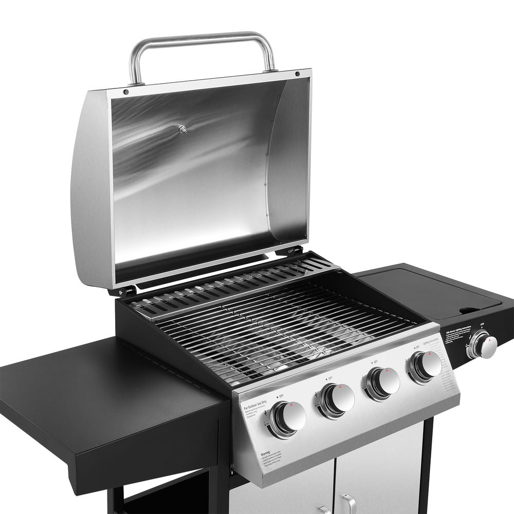 BBQ Grill with 4 Stainless Steel Burners & Side Burner