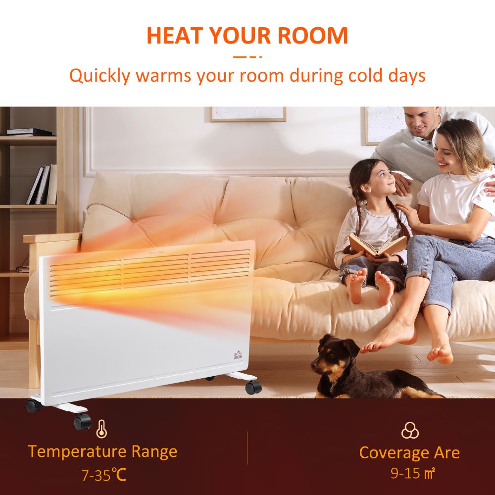 Convector Radiator Heater Freestanding or Wall-mounted w, Adjustable Thermostat