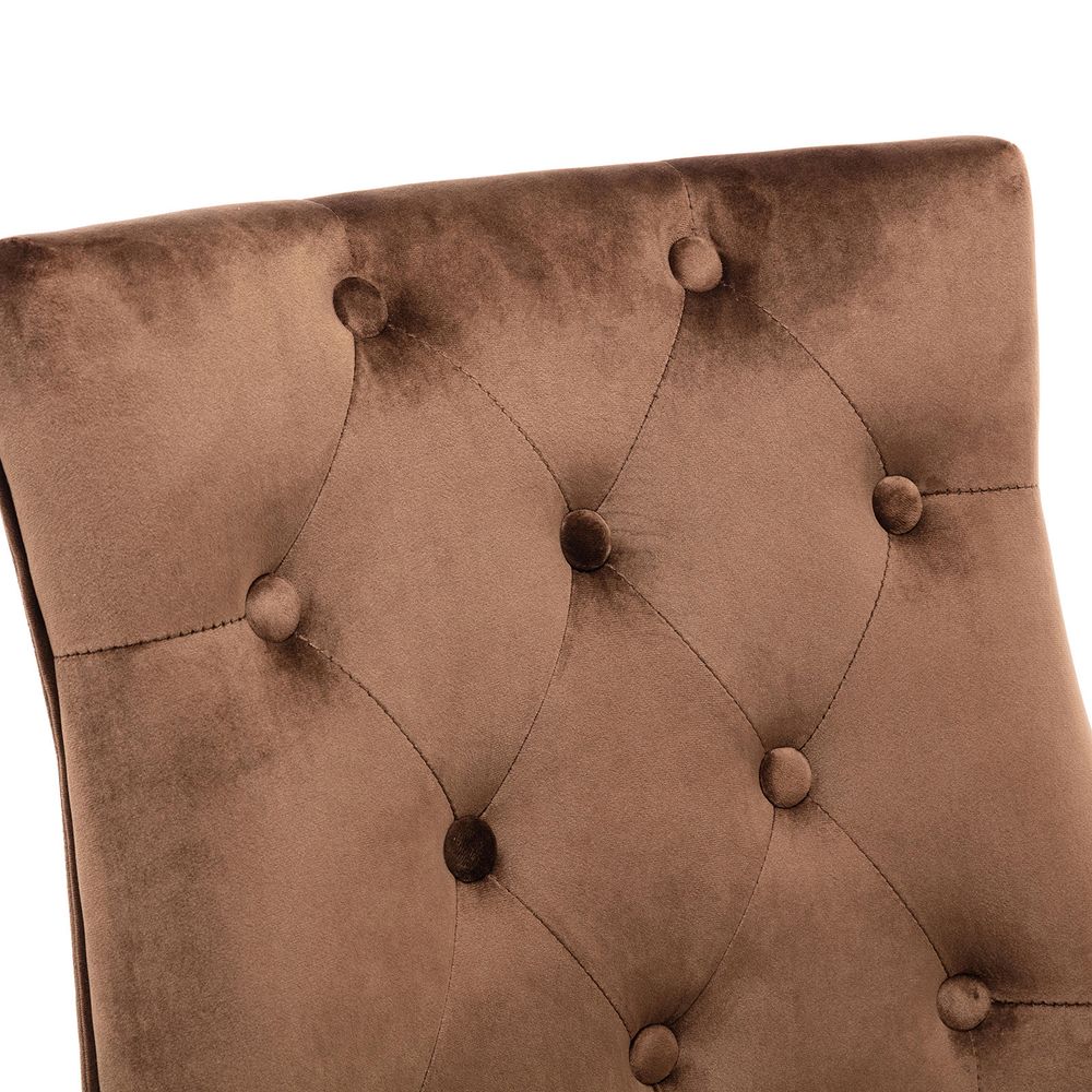 Dining  Chairs in Solid Wood & Brown Velvet
