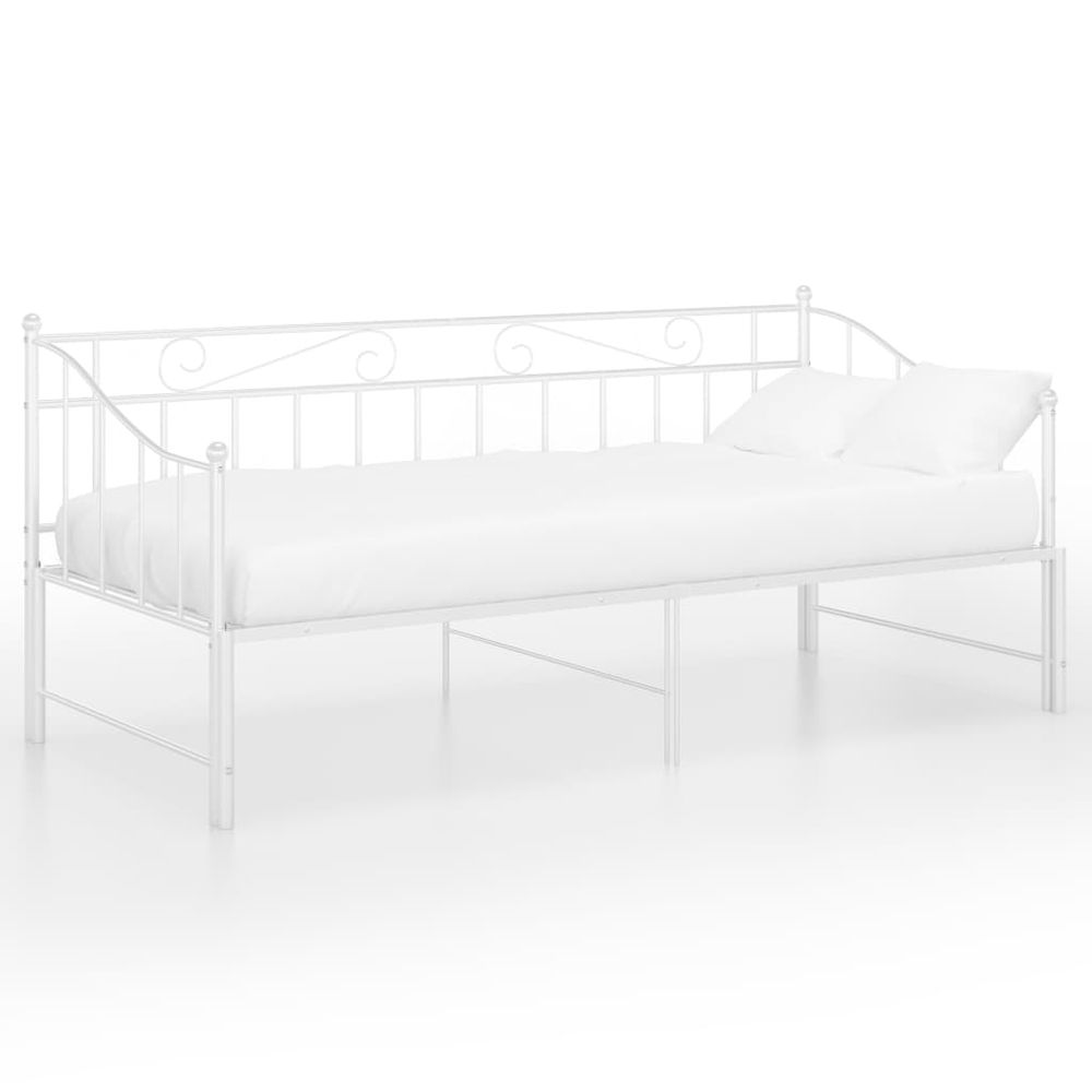 Pull-out Sofa Bed Frame in Black, White & Grey Metal 90x200 cm