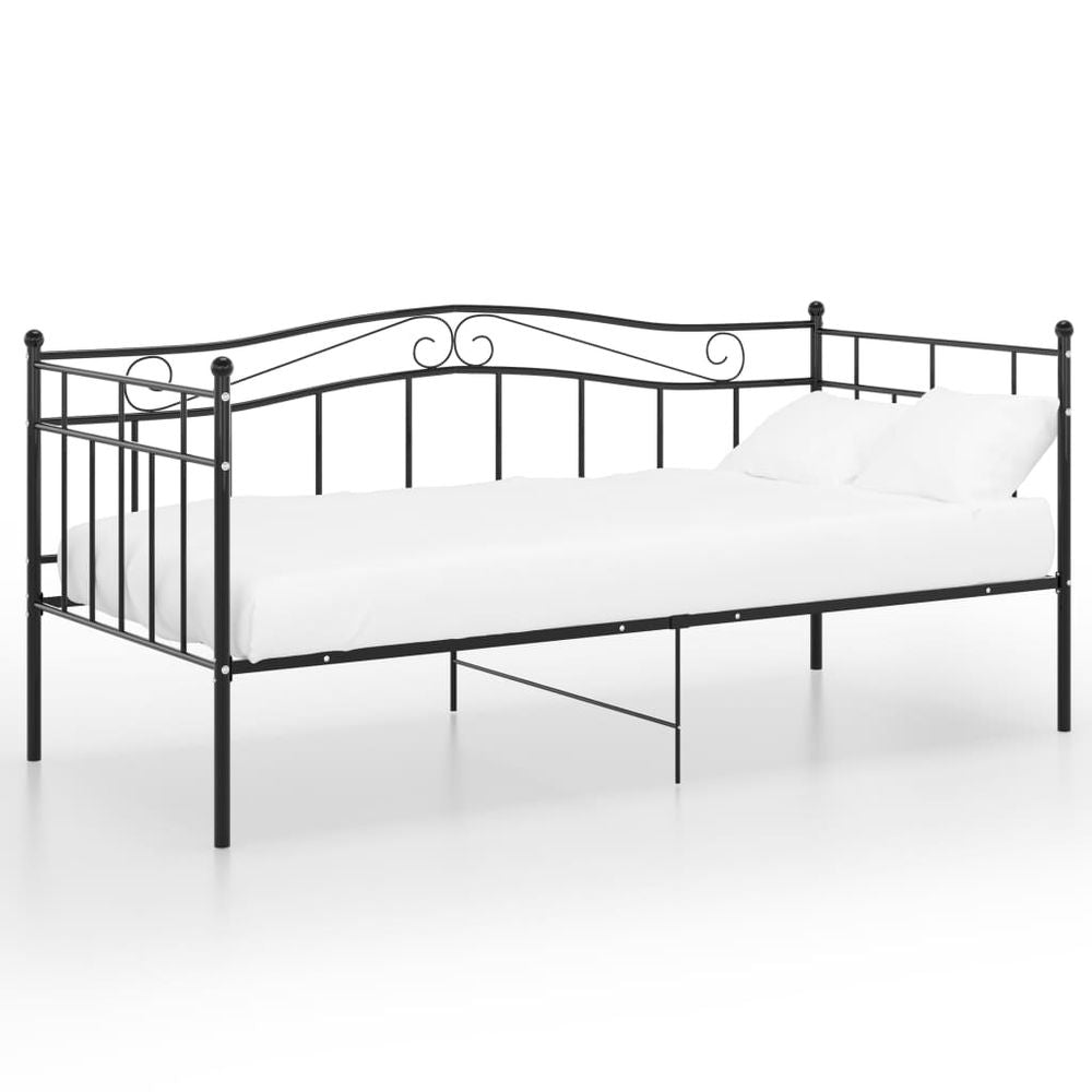 Sofa Bed Frame Black, White & Grey Metal 90x200 cm