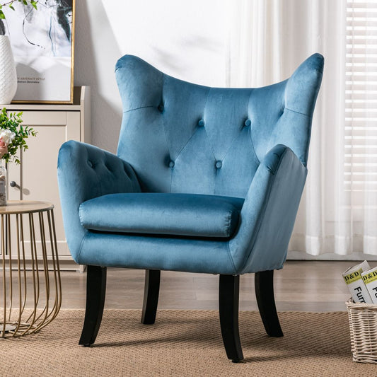 Mid Century Wingback Arm Chair,Modern Upholstered Fabric High Back Accent Chair