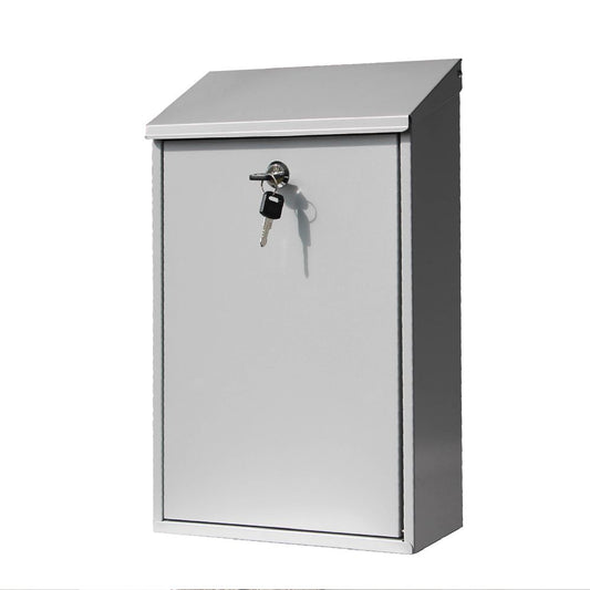 Lockable Outdoor Galvanized Mailbox Letter Box Silver
