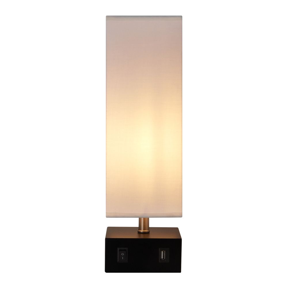 Colette  Modern Table Standing Lamp with Built-In USB Port, White