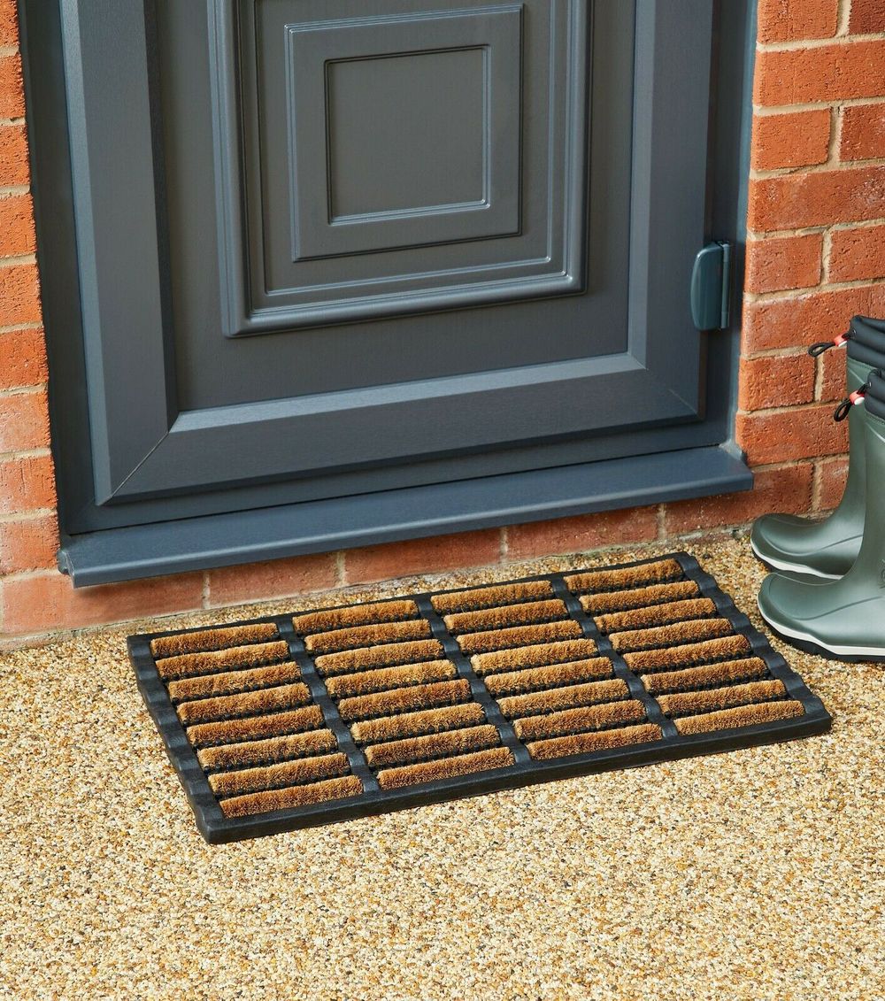 Middleton Large Rubber & Coir Rod Doormat Anti-Slip Rubber Backing