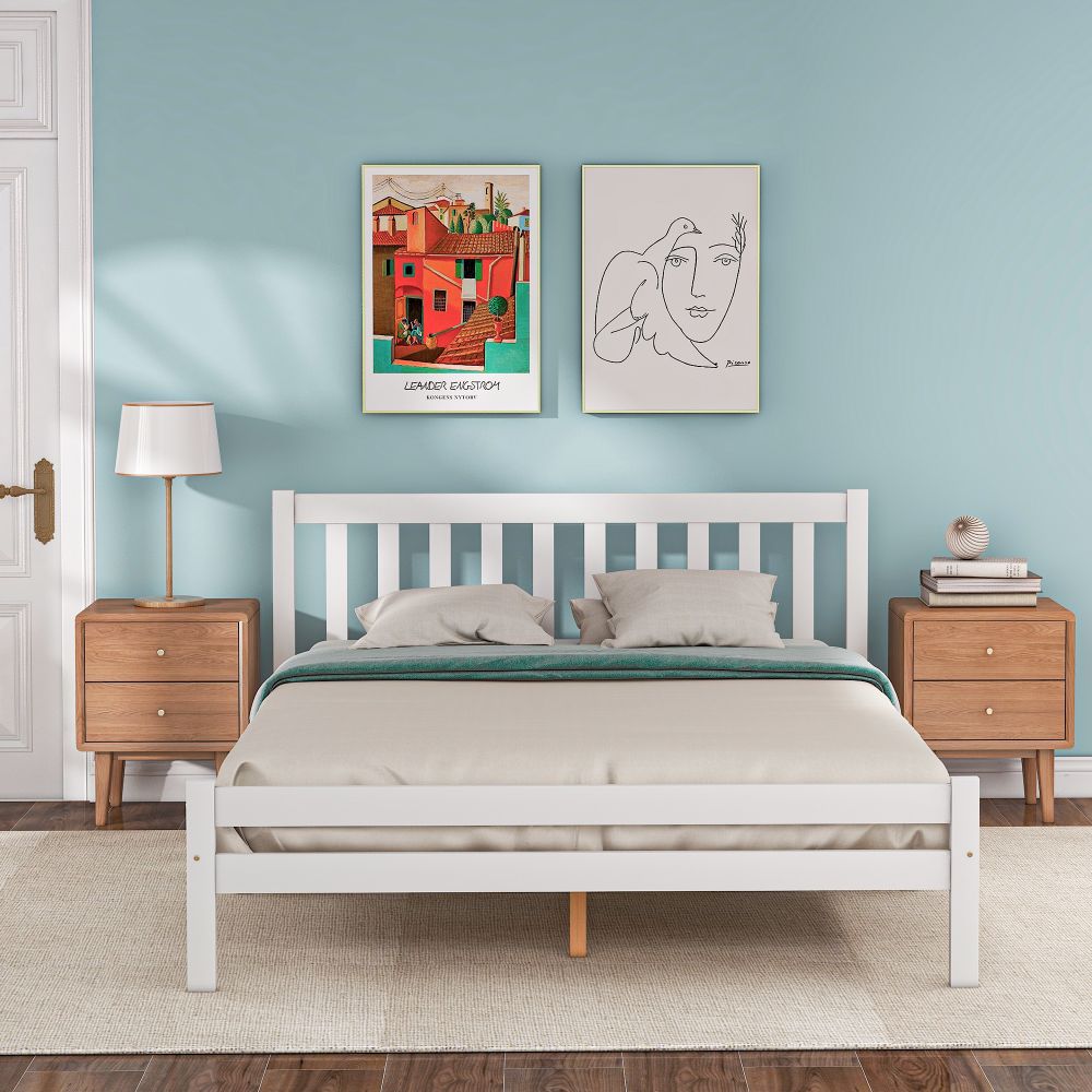Wooden Bed Frame, Double Bed 4ft6 Solid Wooden Bed Frame, Bedroom Furniture