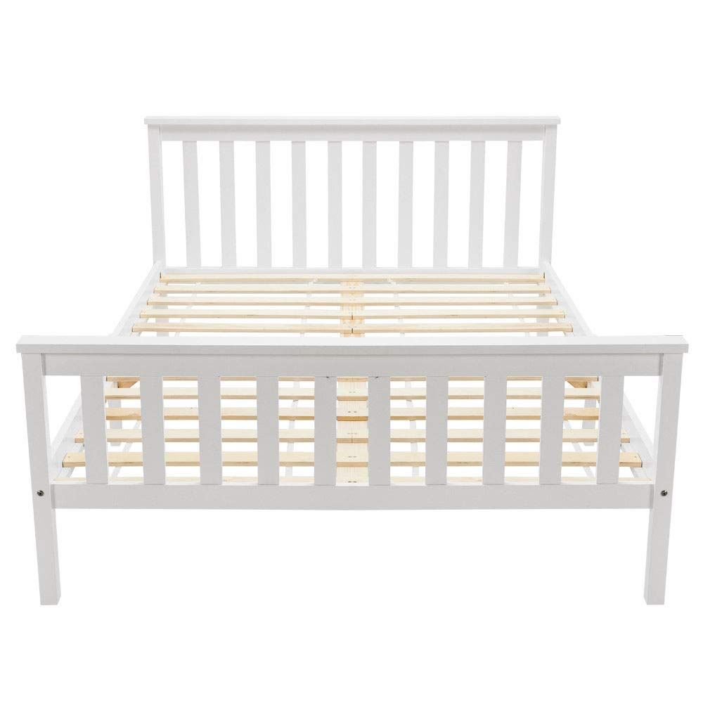 Double Bed Wooden Frame 4ft6 Double Wooden Bed in White