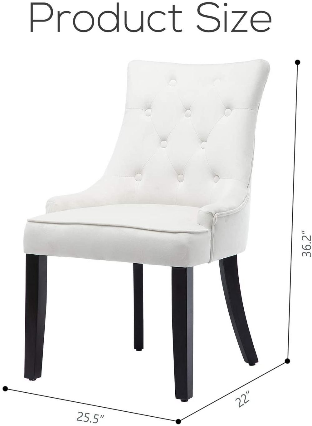 Dining Chairs Set of 2 Velvet Fabric Chairs with Wooden Style Metal Legs for Dining Room, white(multiple colour)
