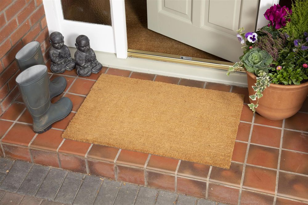 Astley Plain Rectangle Doormat Natural Non-Slip PVC Backing Waterproof