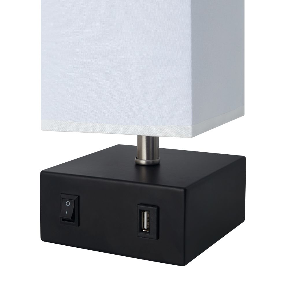 Colette  Modern Table Standing Lamp with Built-In USB Port, White