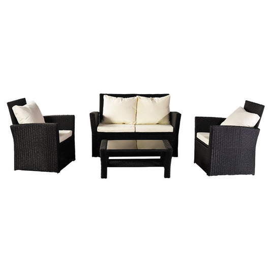 Oshion Outdoor Rattan Combination Four-piece Package-Black Package-1 (Combination Total 2 Boxes)