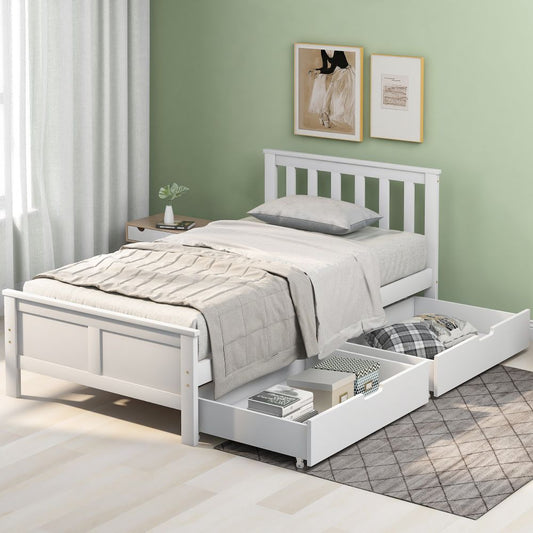 Wooden Solid White Pine Storage Bed with Drawers Bed Furniture Frame