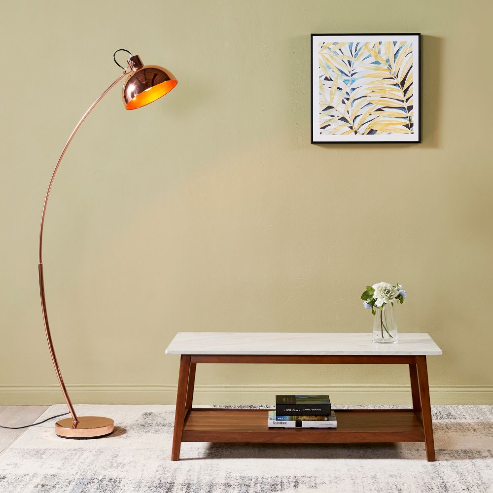 Wooden Coffee Table Faux Marble Finish Modern Design TV Unit