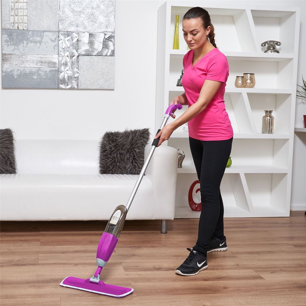 Spray Floor Mop Water Cleaner Refillable Bottle Machine Washable Microfibre Pads