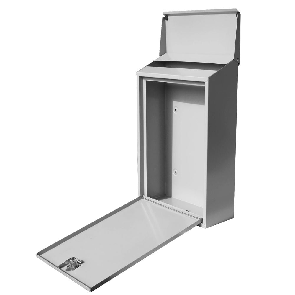 Lockable Outdoor Galvanized Mailbox Letter Box Silver