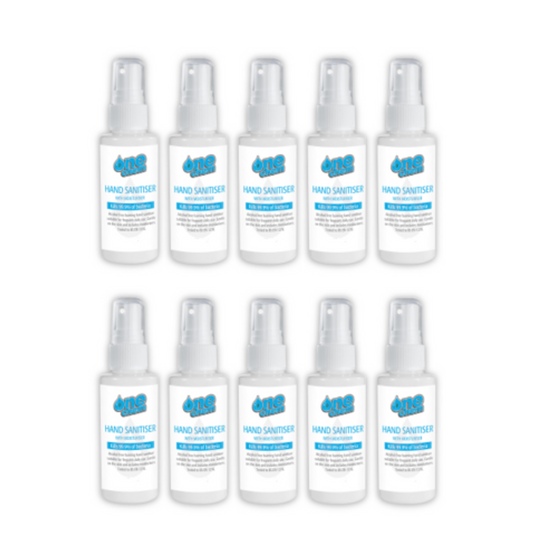 Hand Sanitiser with Moisturiser Travel size 10 x 100ml One Chem Alcohol Free