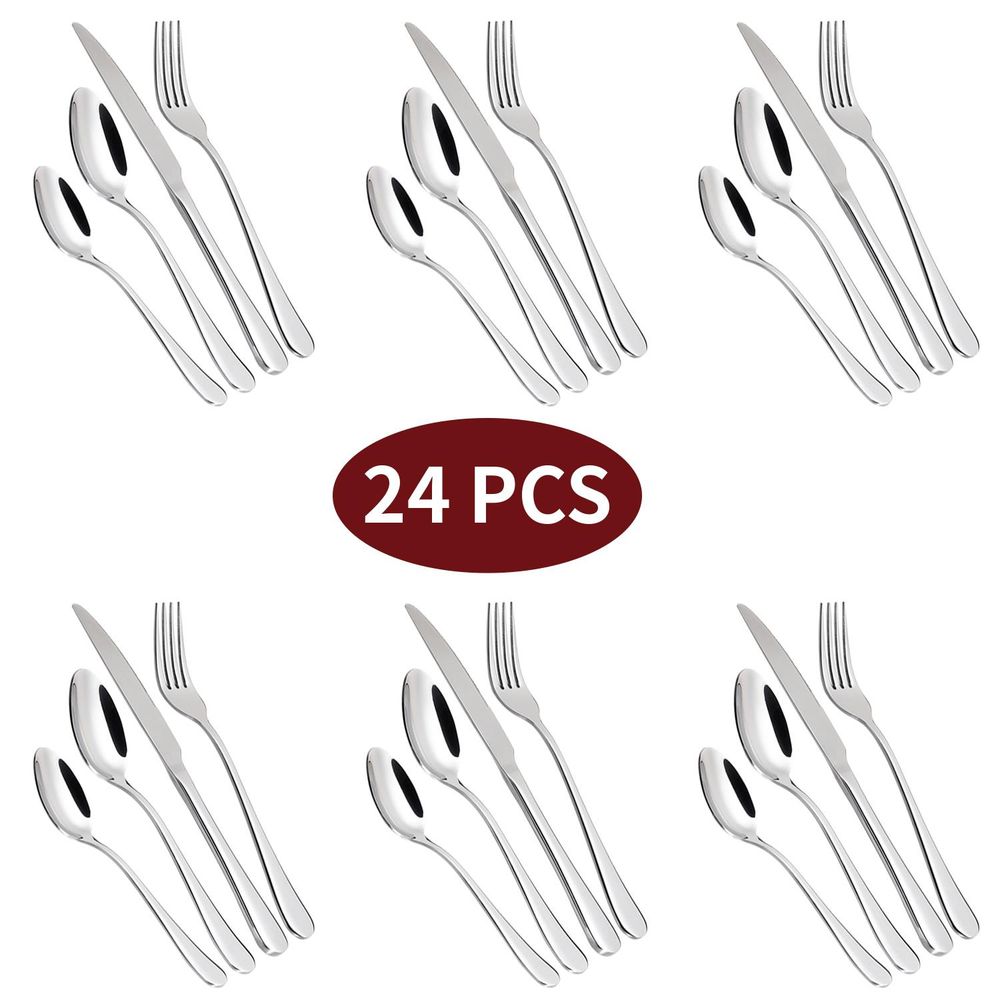 24 PCs Stainless Steel Cutlery Silverware Flatware Dinnerware Set