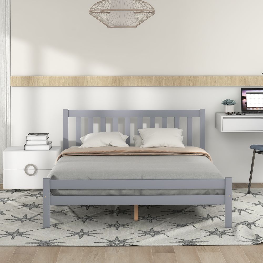Wooden Bed Frame, Double Bed 4ft6 Solid Wooden Bed Frame, Bedroom Furniture