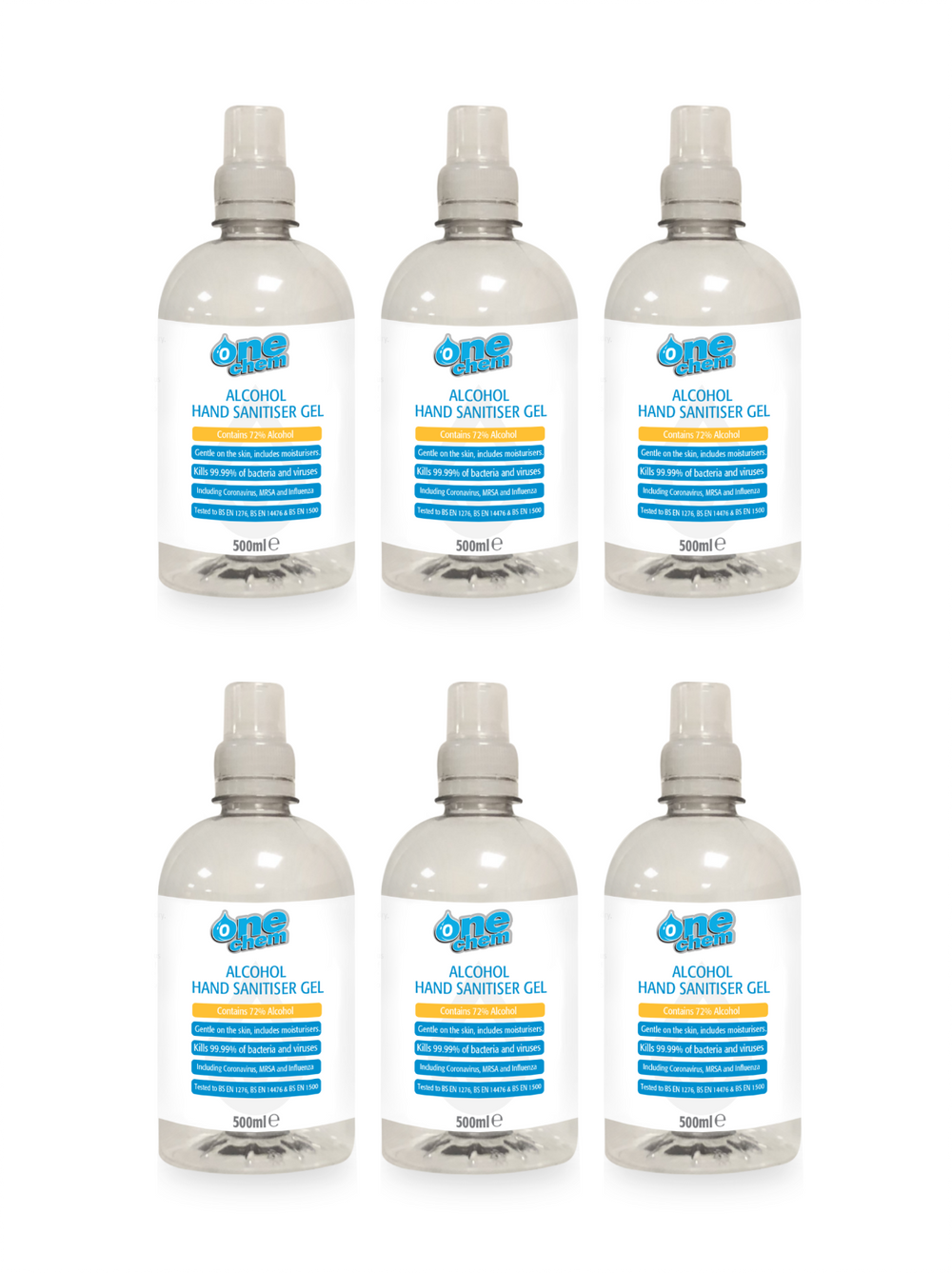 Alcohol Free Hand Sanitiser Gel 6 x 500ml Gentle on the skin, includes moisturisers