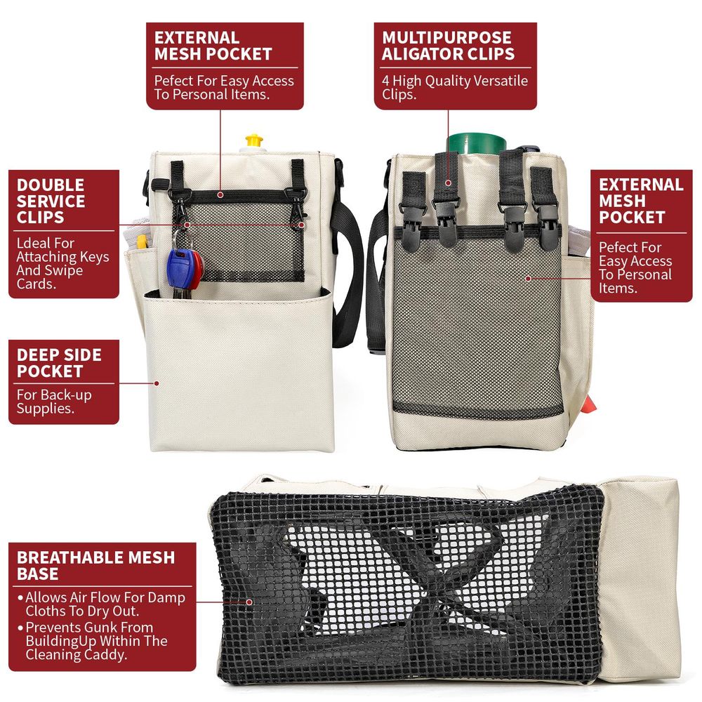 Cleaning Caddy Multifunctional Storage Organiser Bag w Handle & Straps