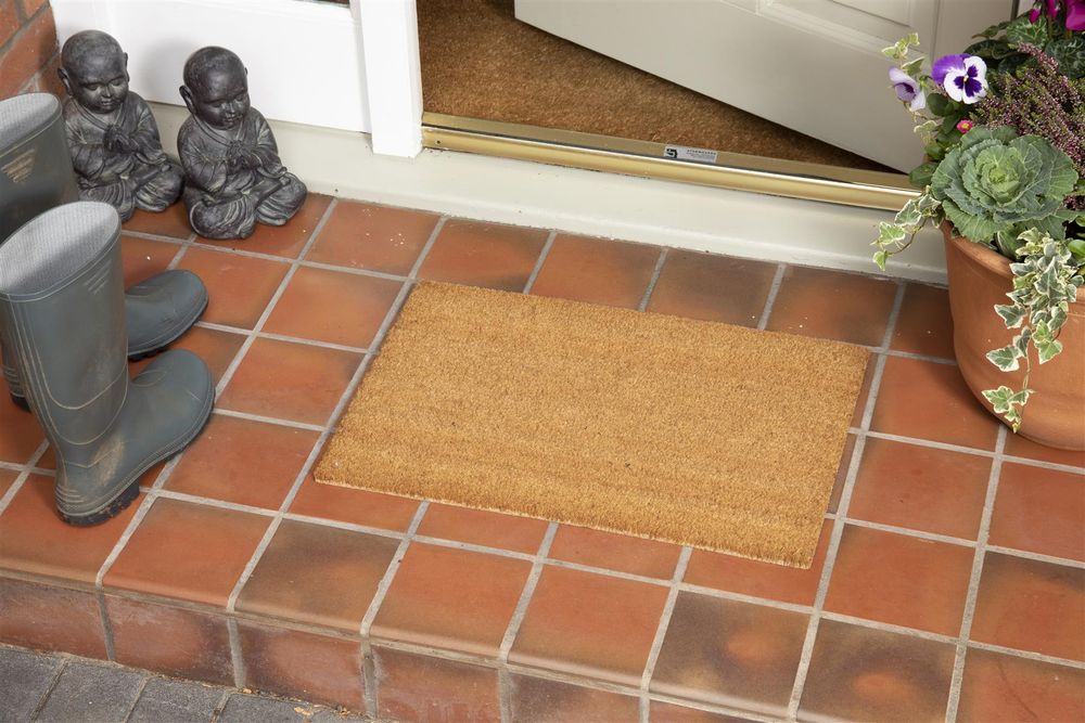 Astley Plain Rectangle Doormat Natural Non-Slip PVC Backing Waterproof
