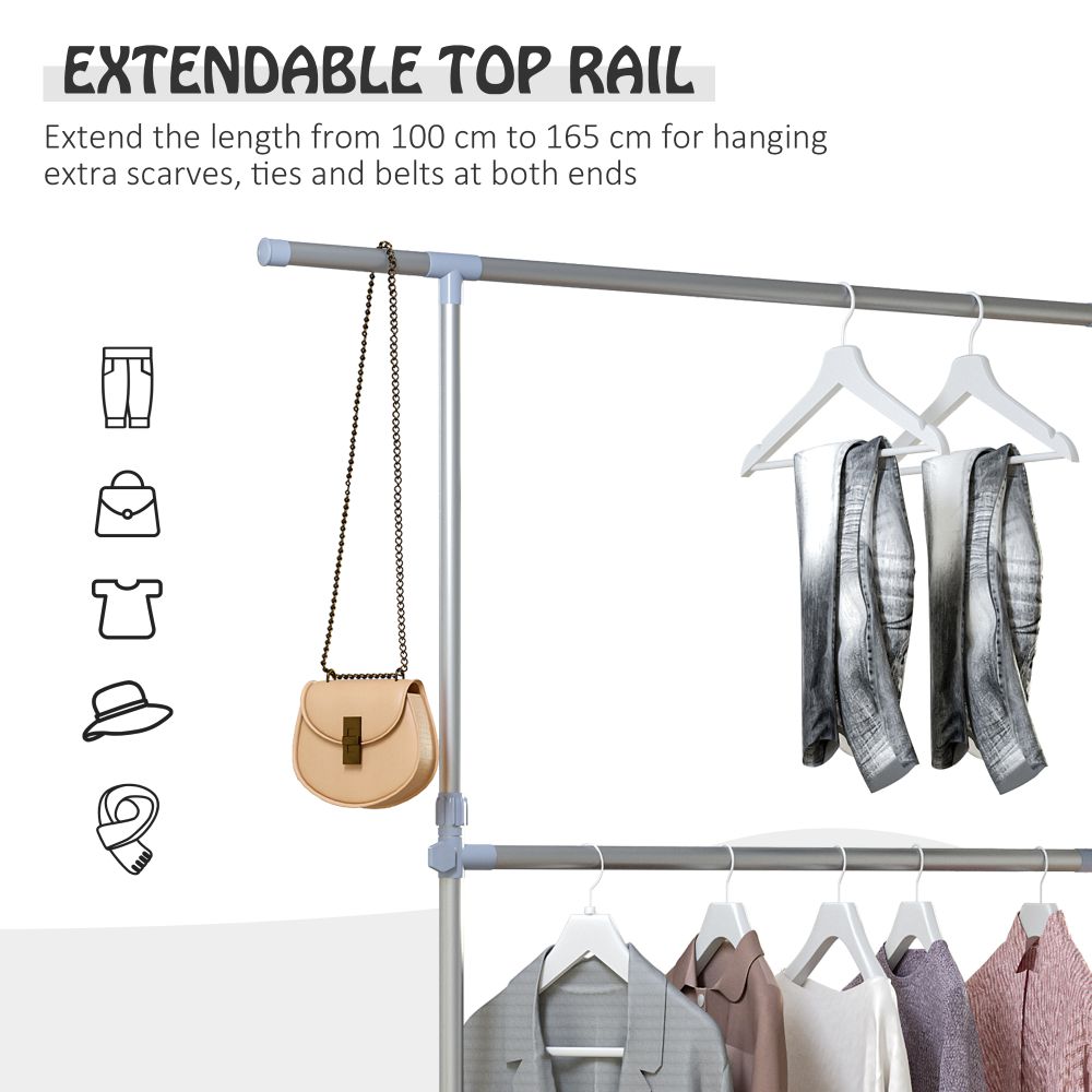 Adjustable Clothes Hanger Storage Clots Rail Garments Shelf Wheels