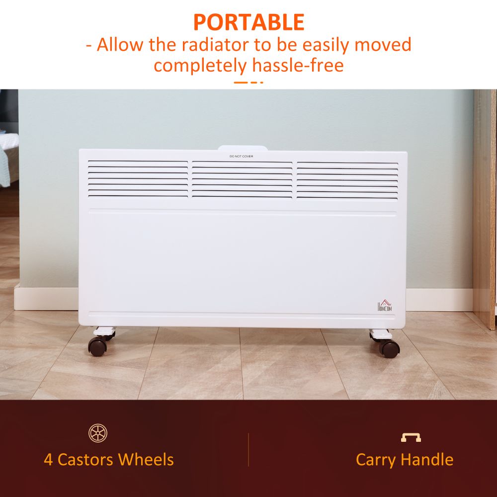 Convector Radiator Heater Freestanding or Wall-mounted w, Adjustable Thermostat