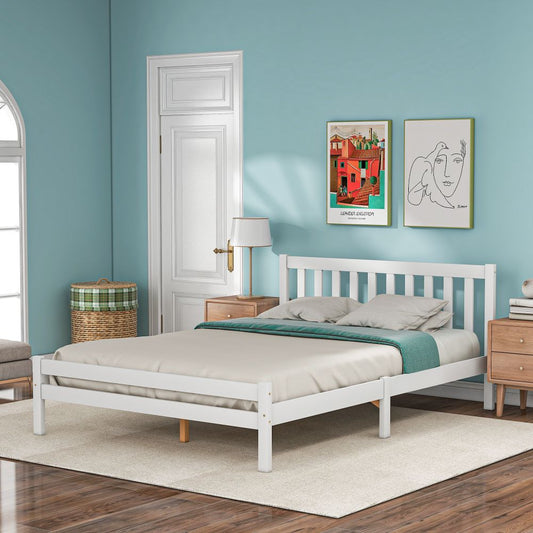 Wooden Bed Frame, Double Bed 4ft6 Solid Wooden Bed Frame, Bedroom Furniture