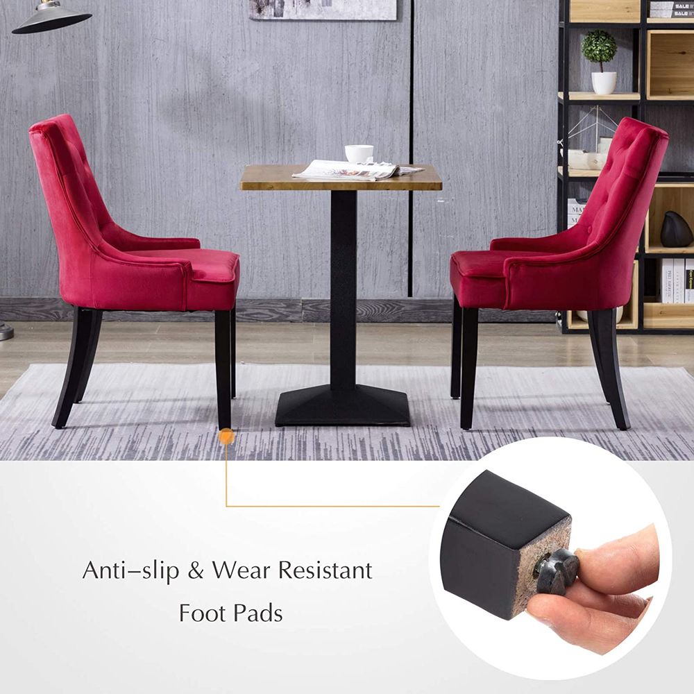 Dining Chairs Set of 2 Velvet Fabric Chairs with Wooden Style Metal Legs for Dining Room,Red(And many