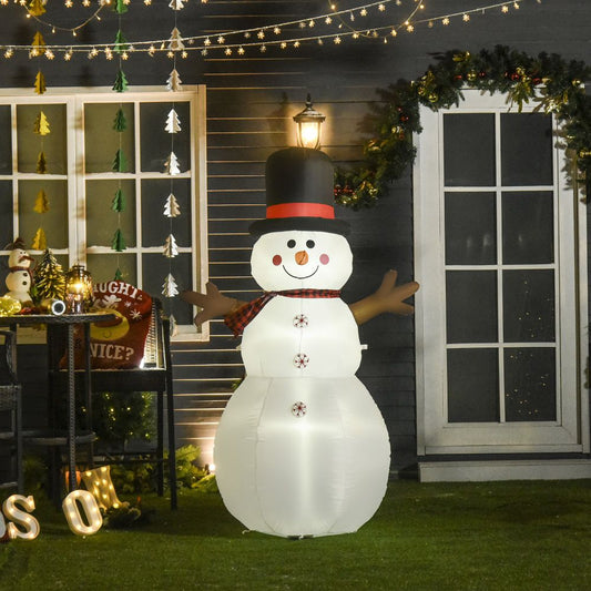 6ft/1.82m Tall Giant Inflatable Snowman Christmas with Hat Scarf LED Lights