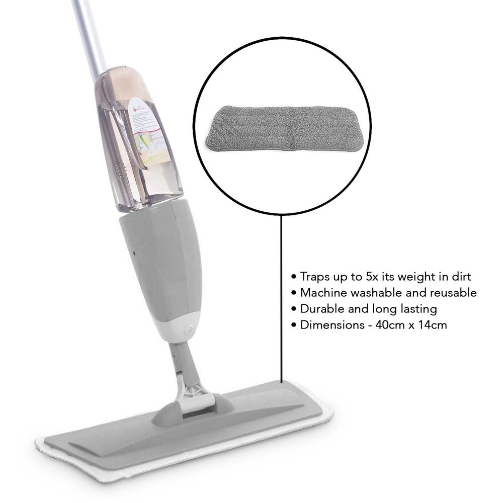 Spray Floor Mop Water Cleaner Refillable Bottle Machine Washable Microfibre Pads