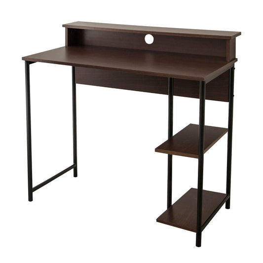 35" Wooden Home Office Study Computer Desk & Shelves Brown
