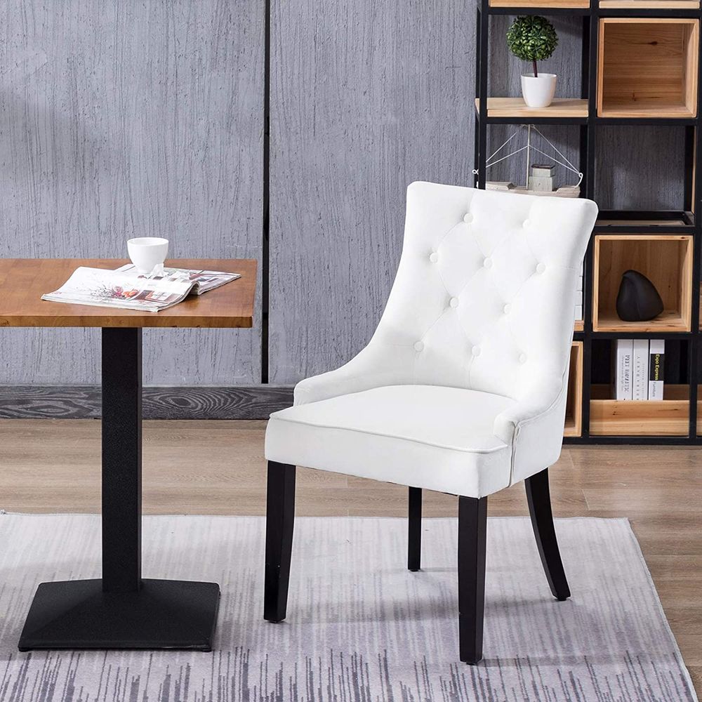 Dining Chairs Set of 2 Velvet Fabric Chairs with Wooden Style Metal Legs for Dining Room, white(multiple colour)