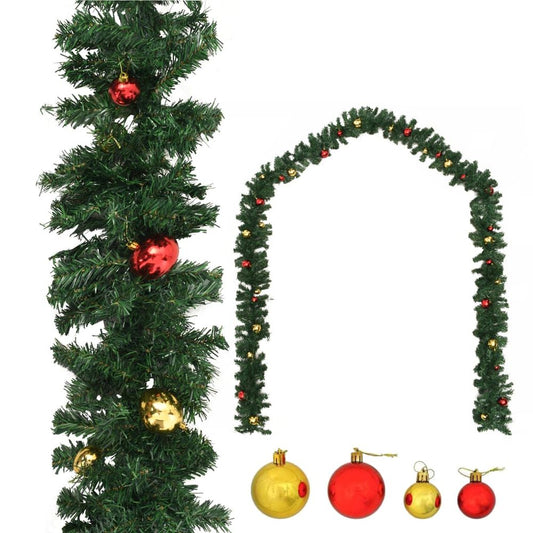 Christmas Garland Decorated with Baubles Holiday Decor 196.9"/787.4"