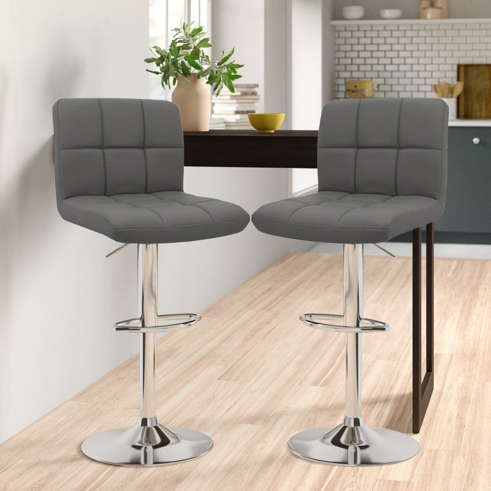 Faux Leather Bar Stool with Chrome Leg
