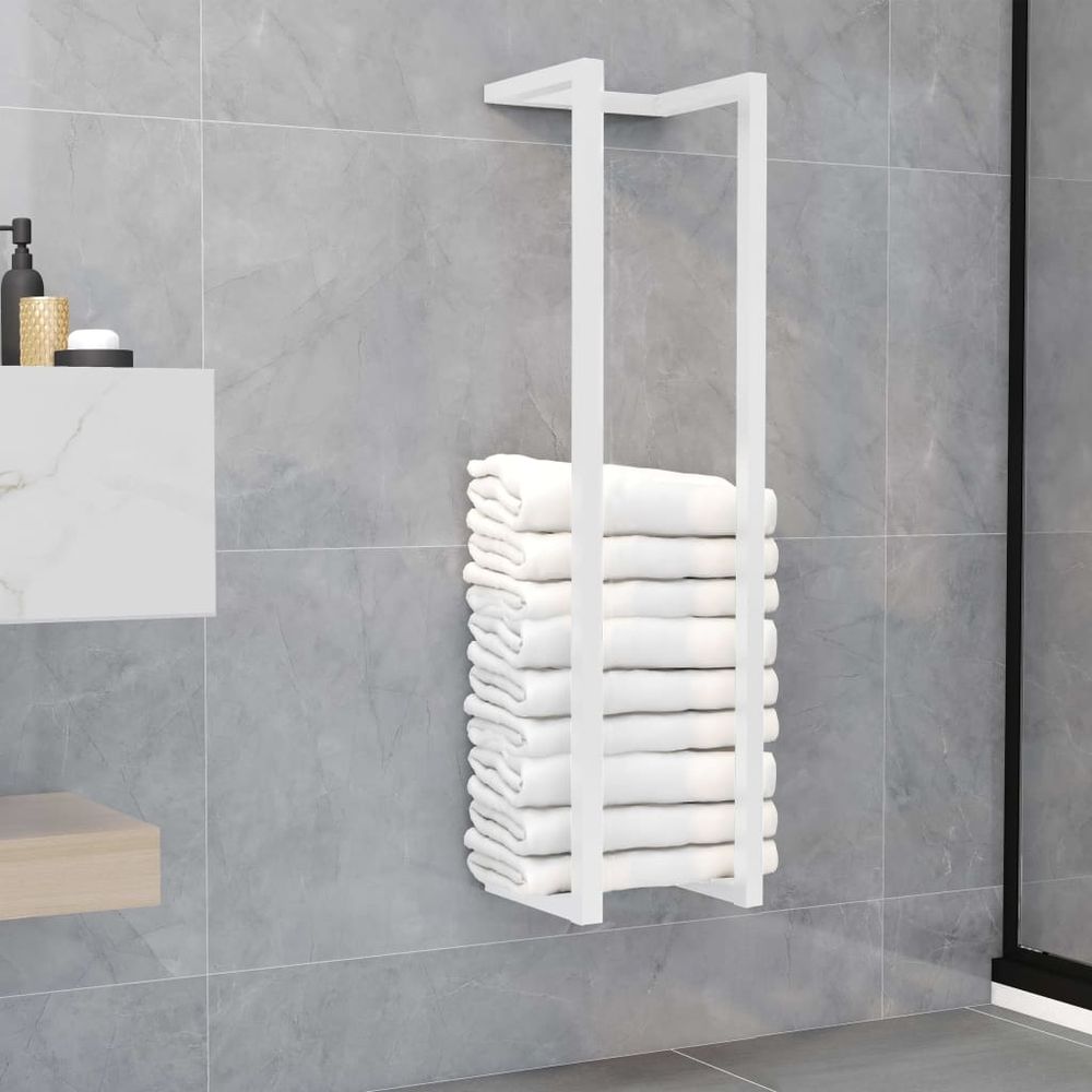 Wall Towel Rack Black & White Iron