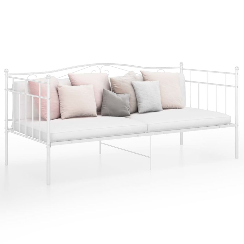 Sofa Bed Frame Black, White & Grey Metal 90x200 cm