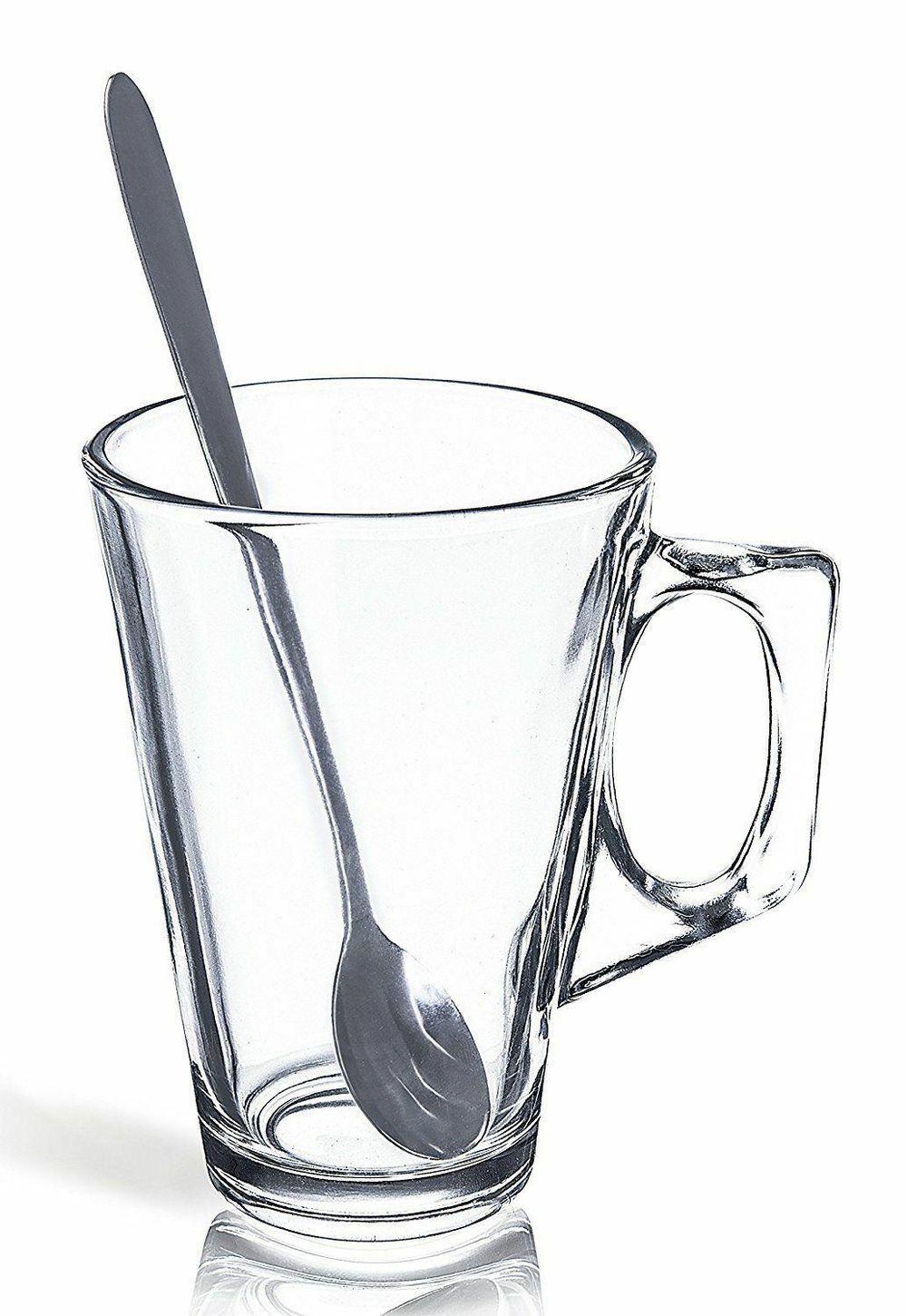 6 X 240ml Latte Glasses Tea Coffee Cappuccino Glass Cups Hot Drink Mugs With Spoons
