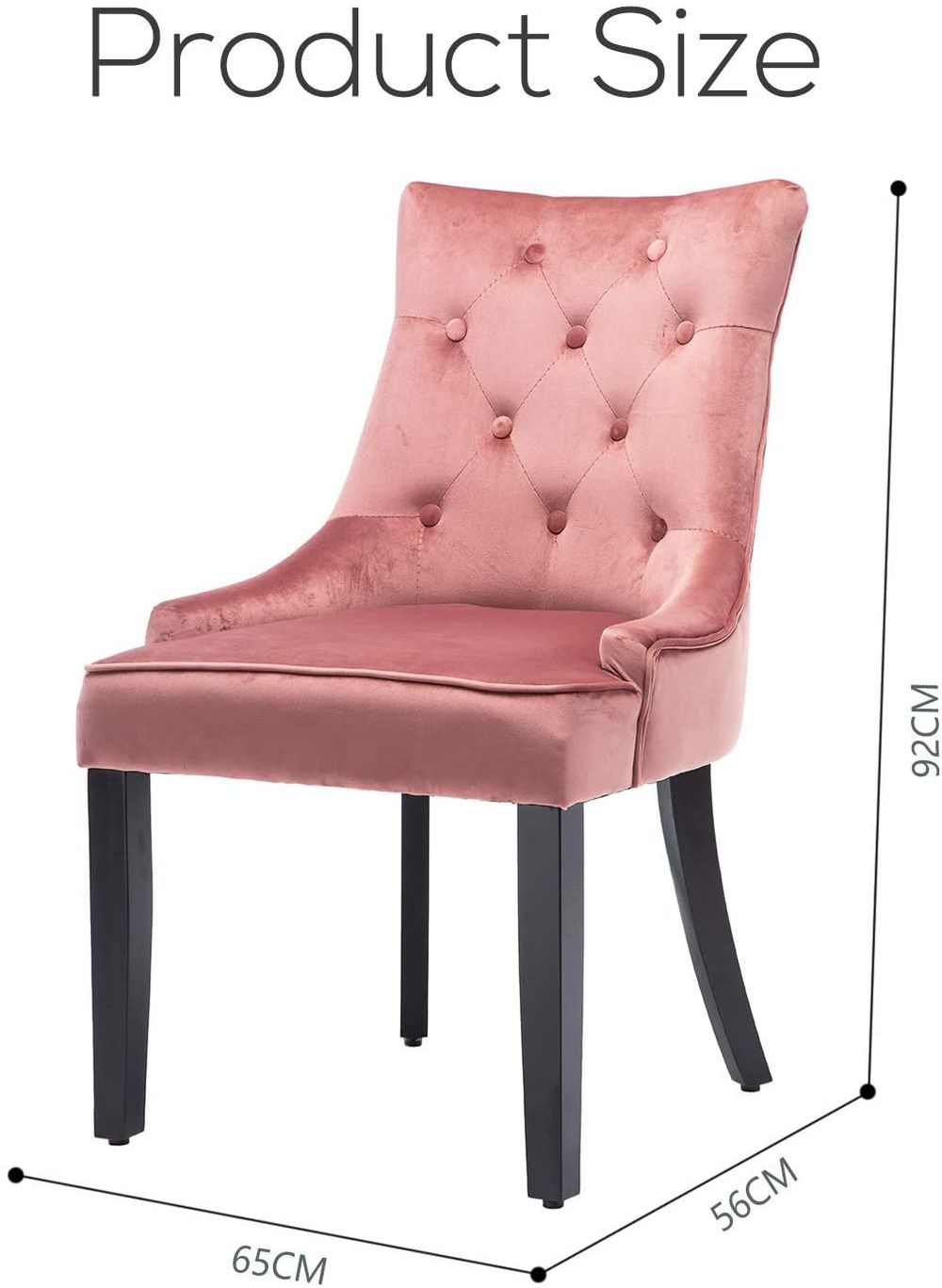 Dining Chairs Set of 2 Velvet Fabric Chairs with Wooden Style Metal Legs for Dining Room Pink(And many