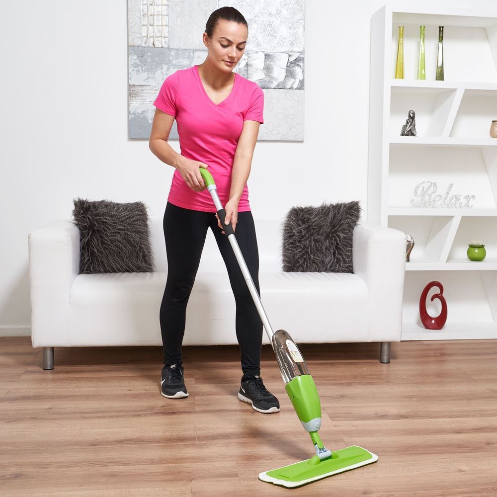 Spray Floor Mop Water Cleaner Refillable Bottle Machine Washable Microfibre Pads