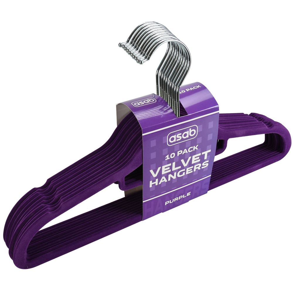 2X 10Pk Flocked Hangers PURPLE | AS-99160