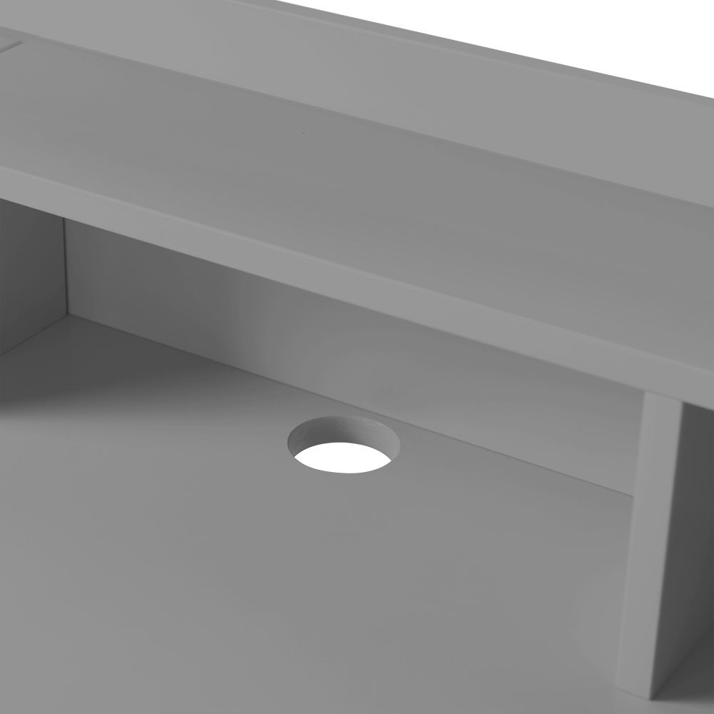 Creativo Wooden Writing Desk with Storage, Light Grey/Natural