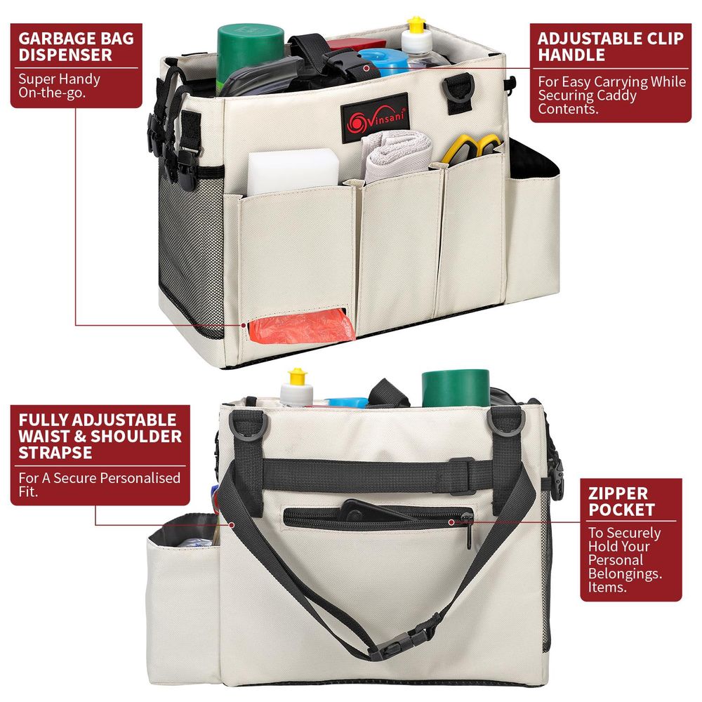 Cleaning Caddy Multifunctional Storage Organiser Bag w Handle & Straps