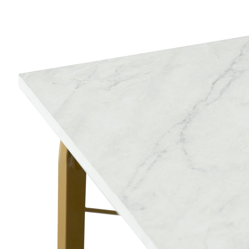 Office Wooden Computer Desk, Study Writing Table, White Faux Marble